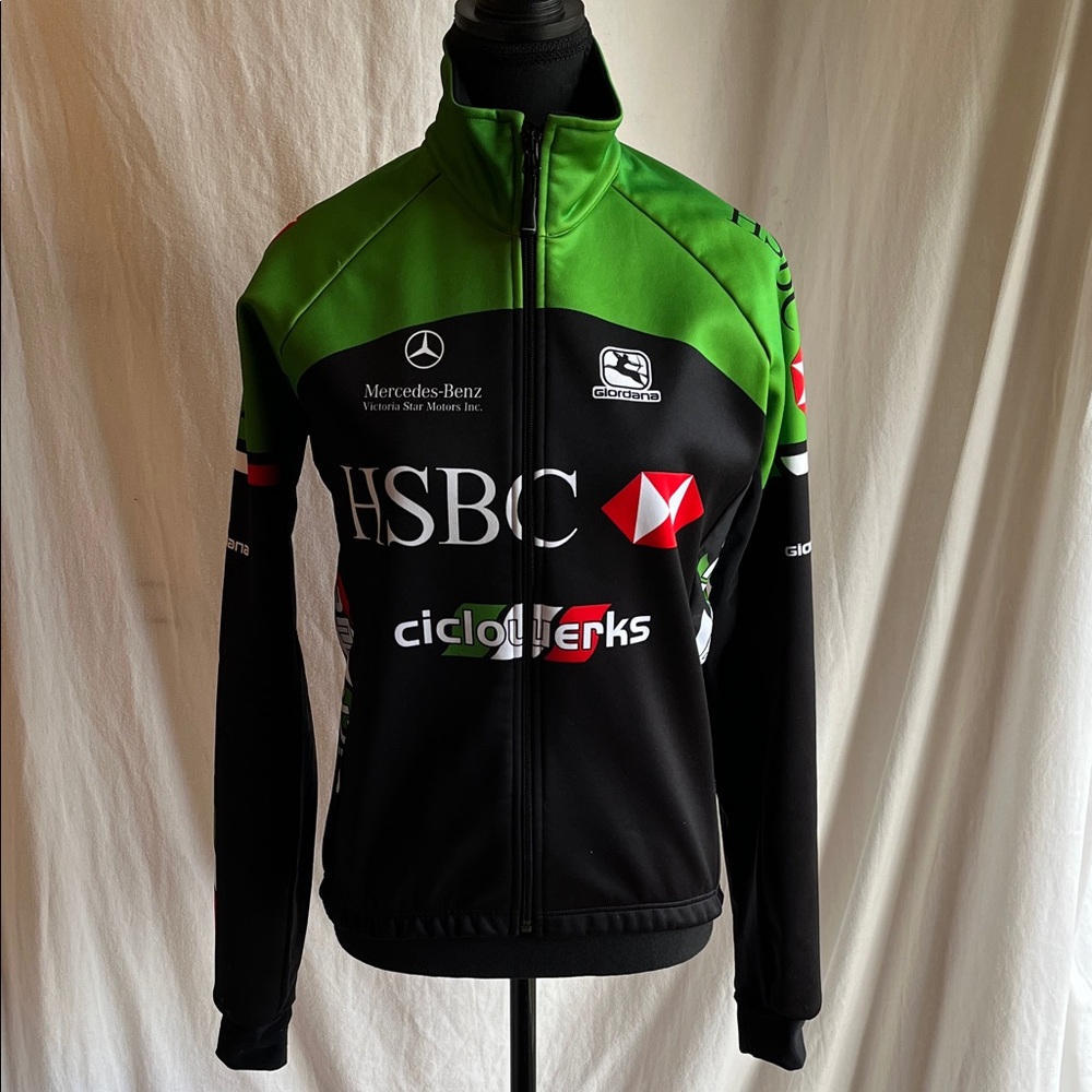 Giordana Black and Green Cold Weather Professional Cycling Team Jacket